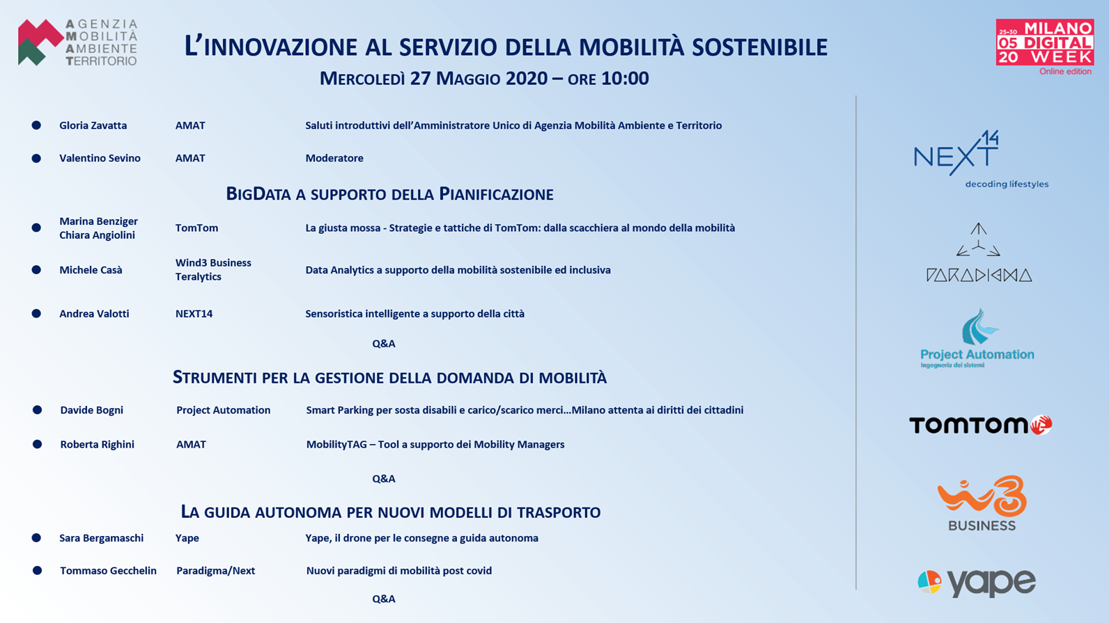 Live Talk "L'innovazione al servizio della mobilità sostenibile" - Milano Digital Week